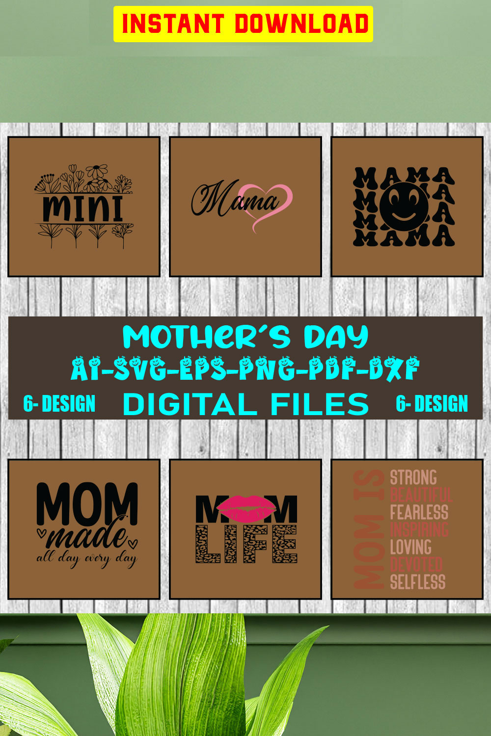 Mothers Day SVG Bundle, mom life svg, Mother's Day, mama svg, Mommy and Me svg, mum svg, Vol-04 pinterest preview image.