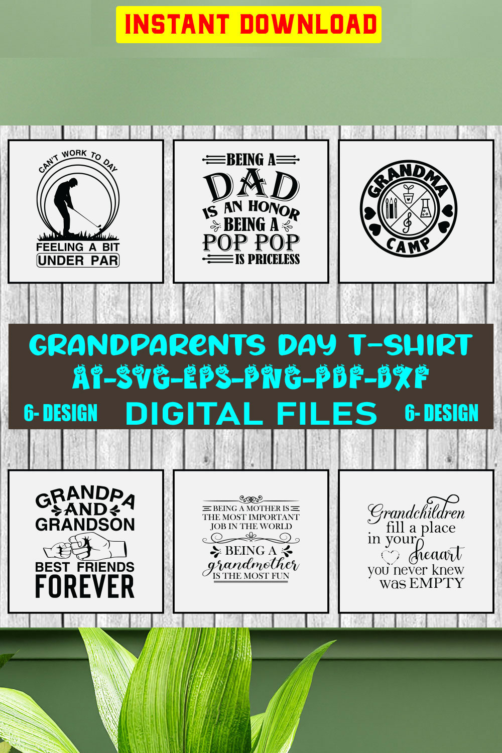 Grandparents Day T-shirt Design Bundle Vol-1 pinterest preview image.