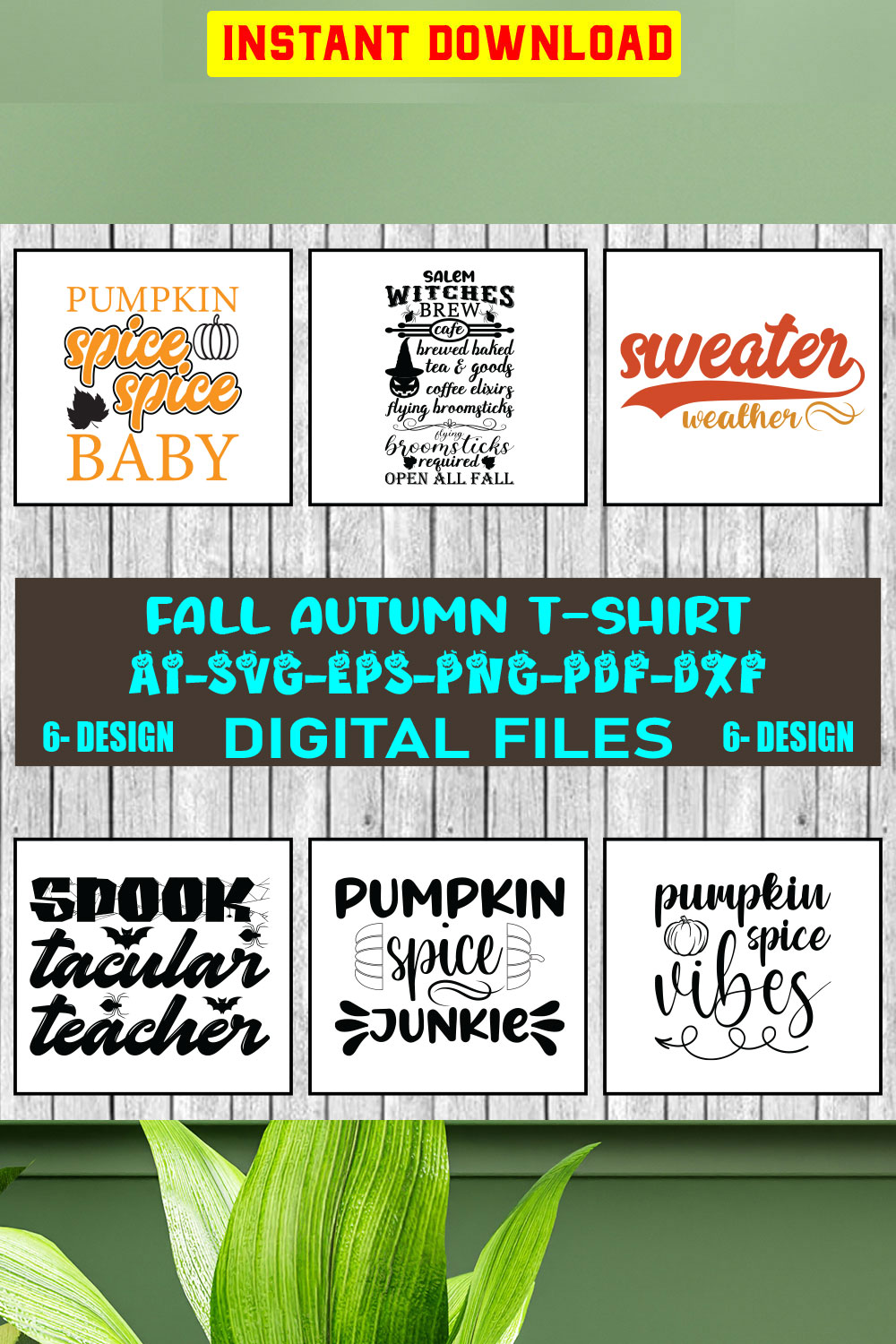 Fall Autumn T-shirt Design Bundle Vol-5 pinterest preview image.