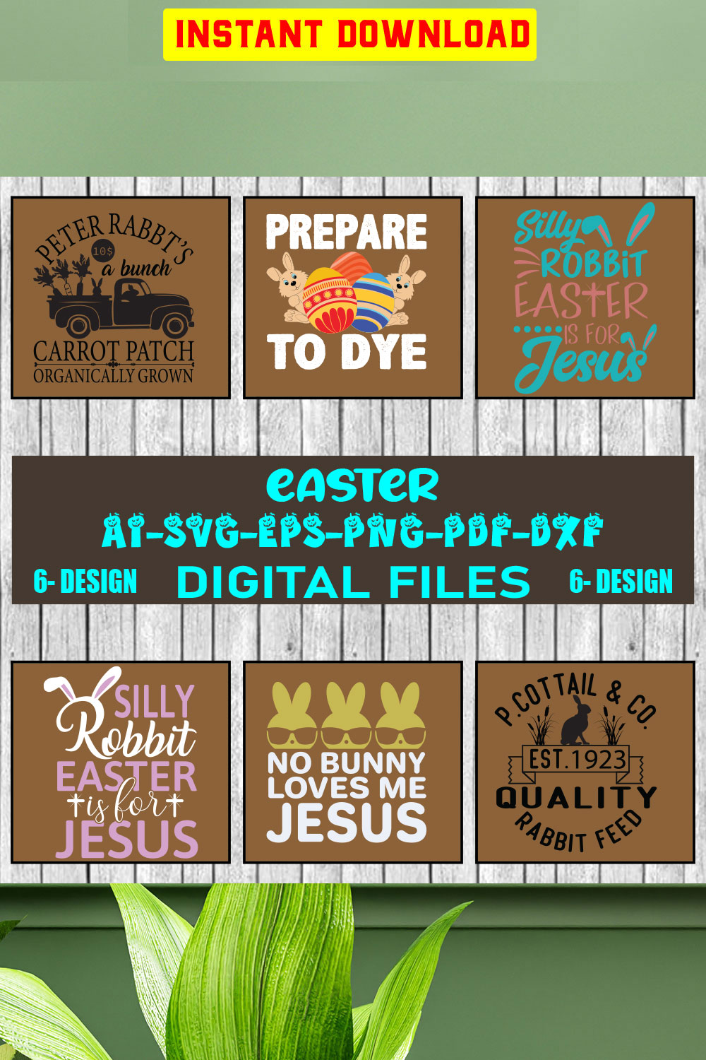 Happy Easter SVG Bundle, Easter SVG, Easter quotes, Easter Bunny svg, Easter Egg svg, Easter png, Spring svg, Vol-07 pinterest preview image.