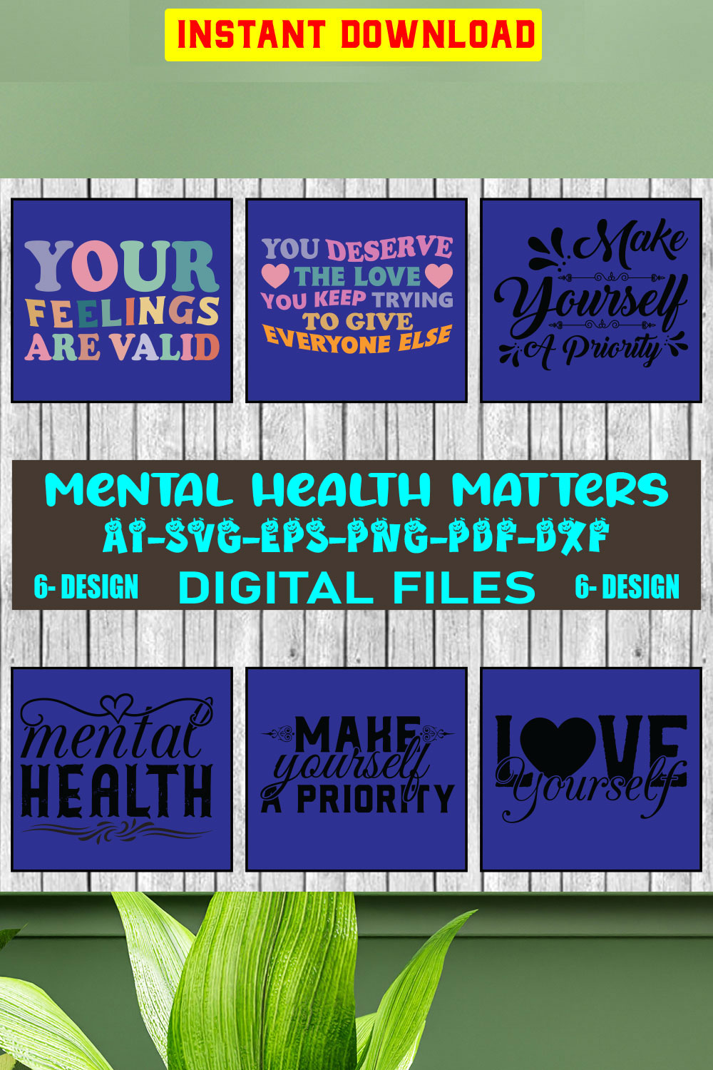 Mental Health Matters SVG Designs Bundle Vol-05 pinterest preview image.