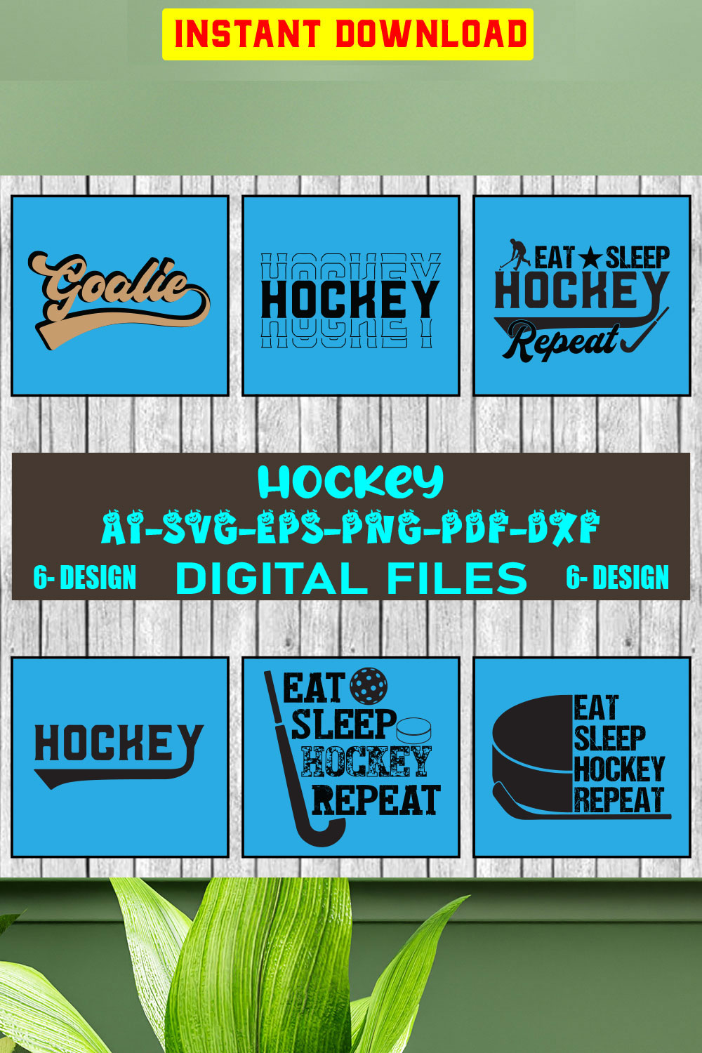 Hockey Bundle SVG Files Vol-01 pinterest preview image.