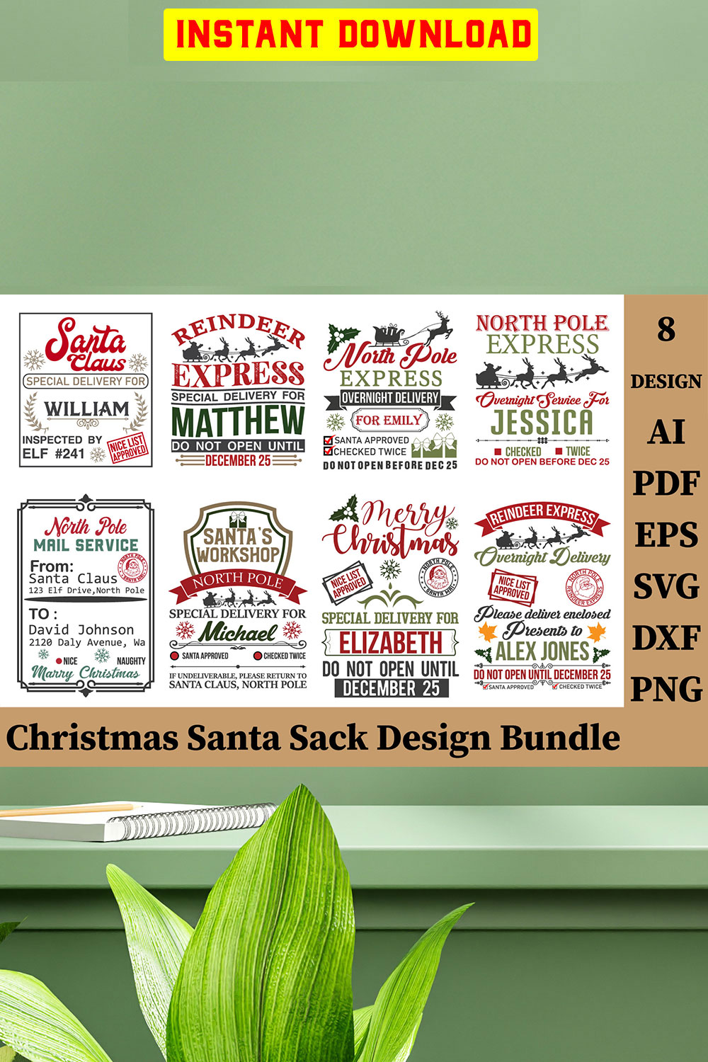 Christmas Santa Sack Bundle Vol -2 pinterest preview image.