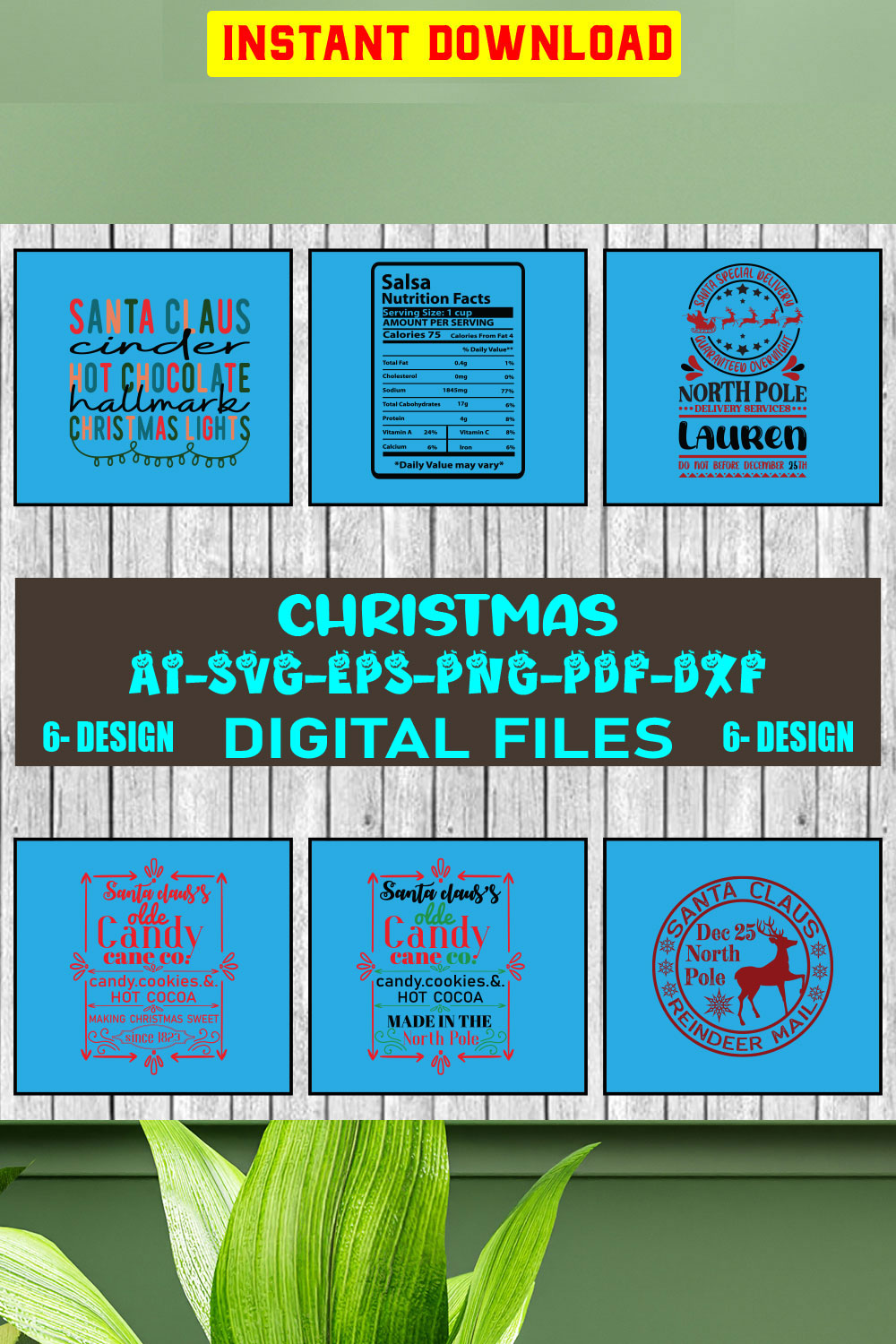 Christmas SVG Design Bundle Vol-60 pinterest preview image.