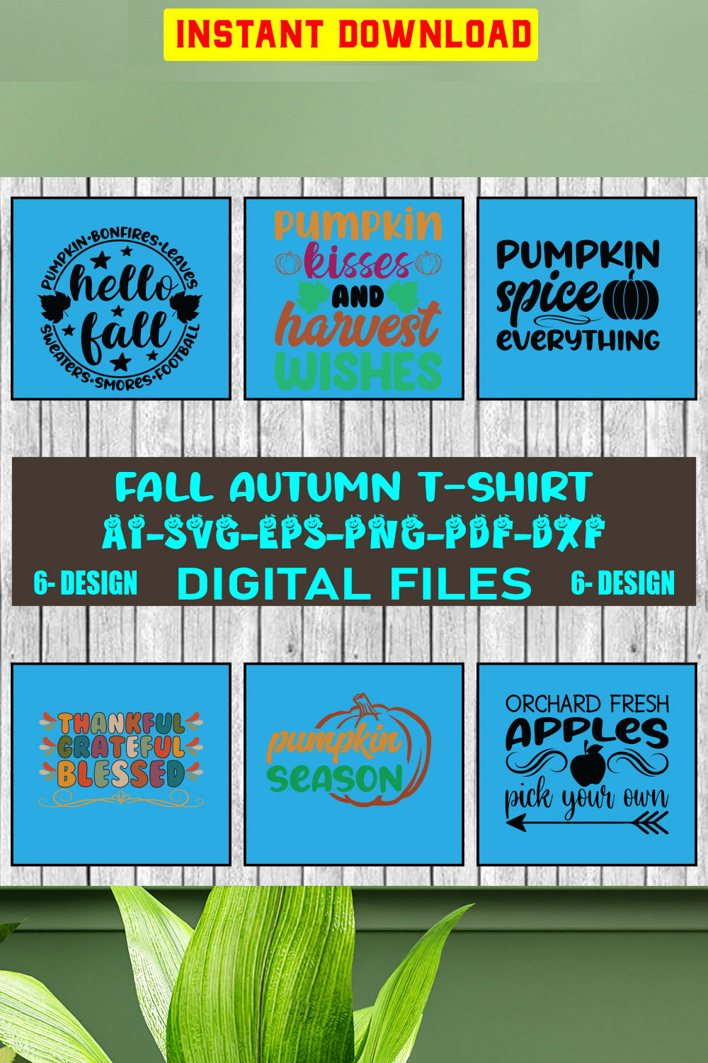 Fall Autumn T-shirt Design Bundle Vol-4 pinterest preview image.