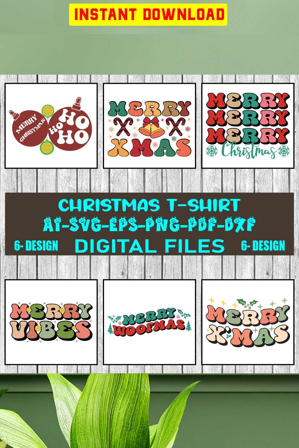 Christmas T-shirt Design Bundle Vol-8 pinterest preview image.