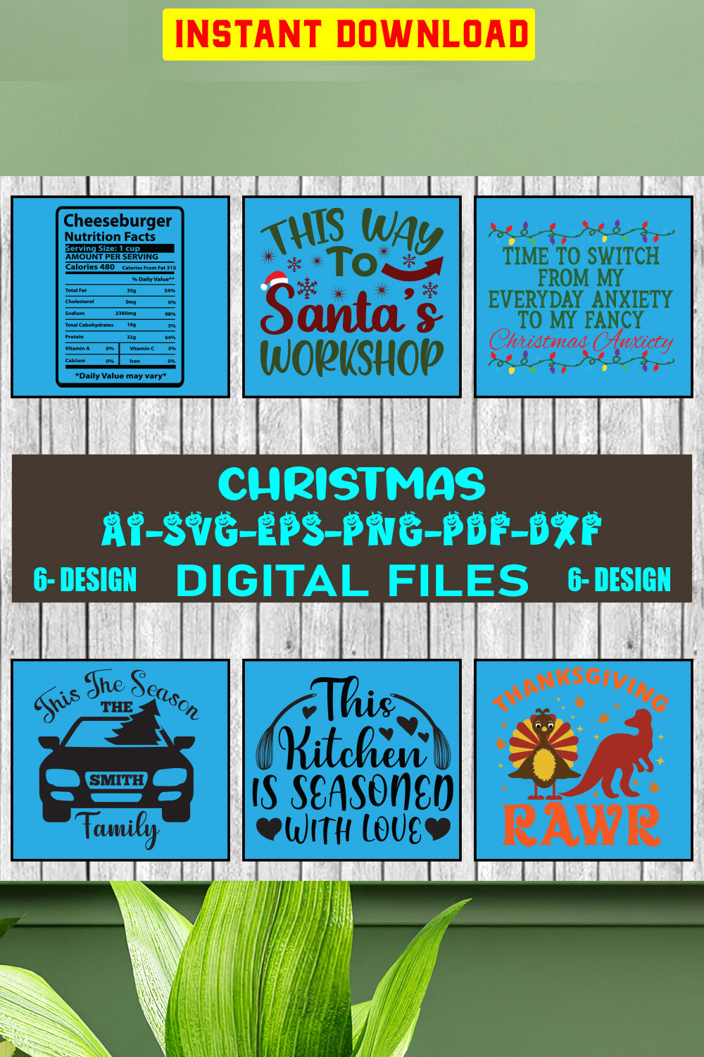 Christmas SVG Design Bundle Vol-65 pinterest preview image.