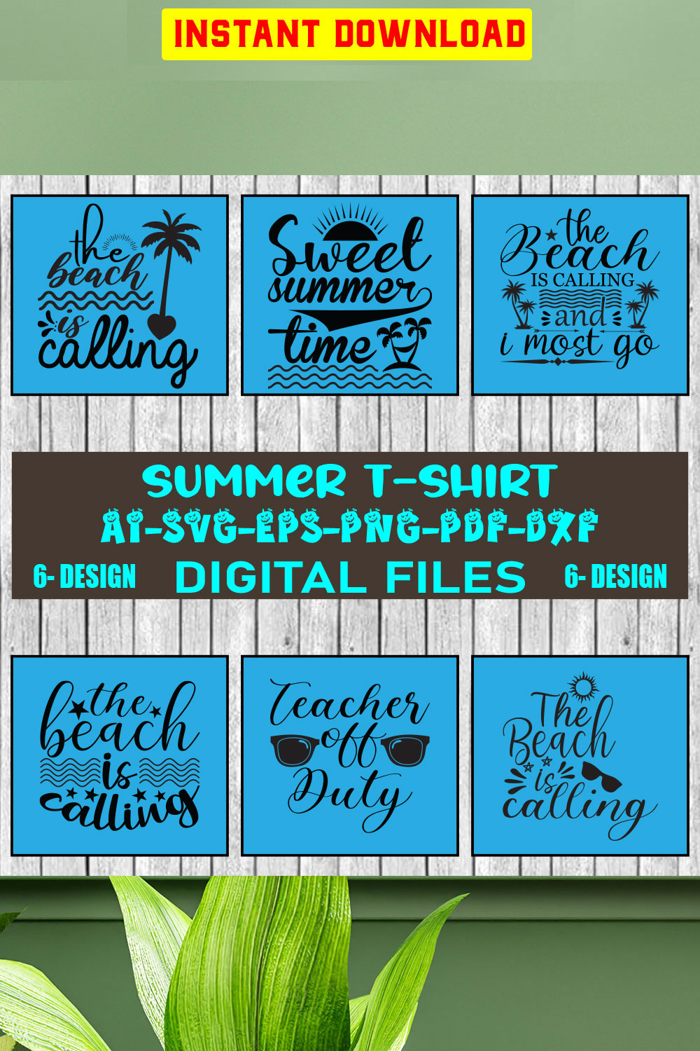 Summer T-shirt Design Bundle Vol-10 pinterest preview image.