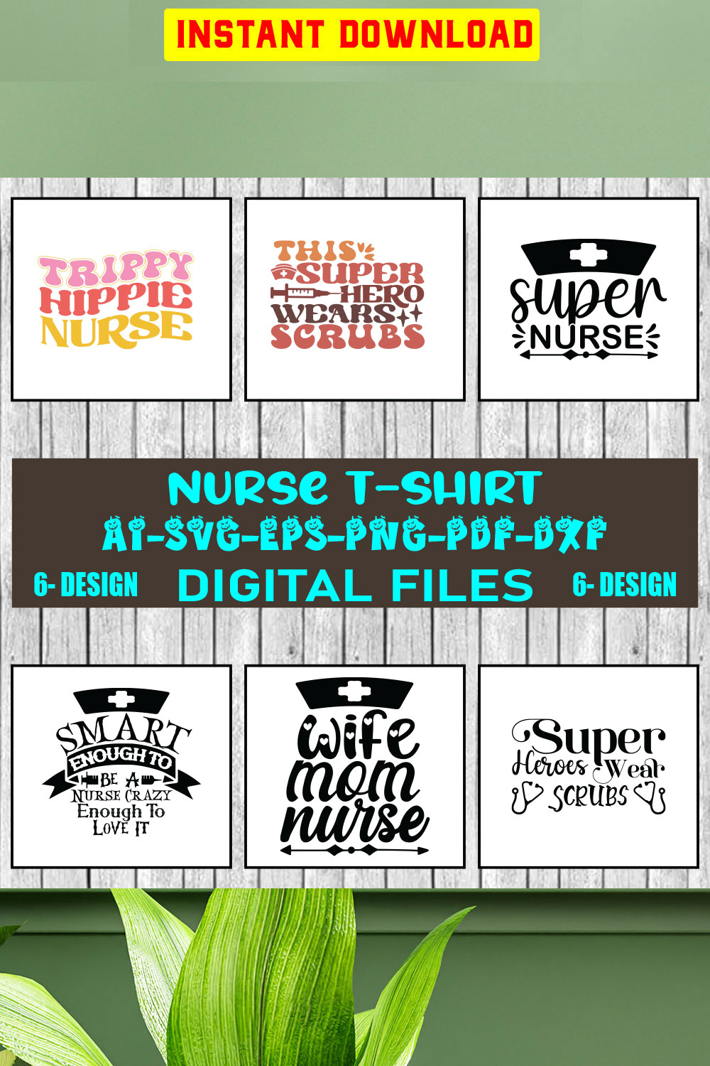 Nurse T-shirt Design Bundle Vol-6 pinterest preview image.