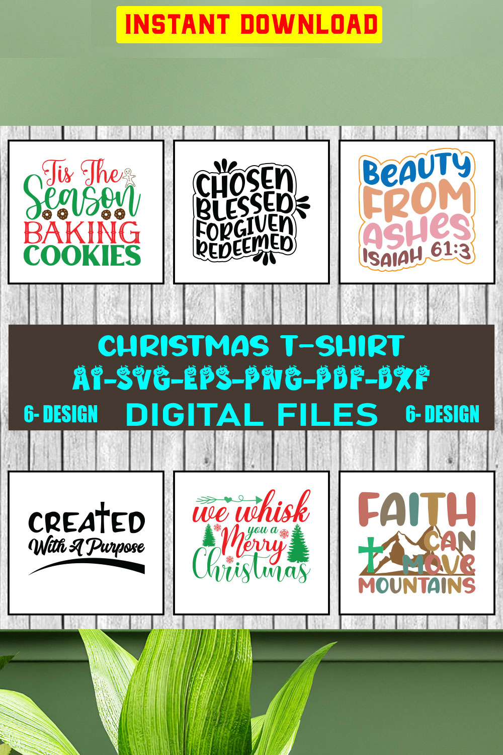 Christmas T-shirt Design Bundle Vol-13 pinterest preview image.