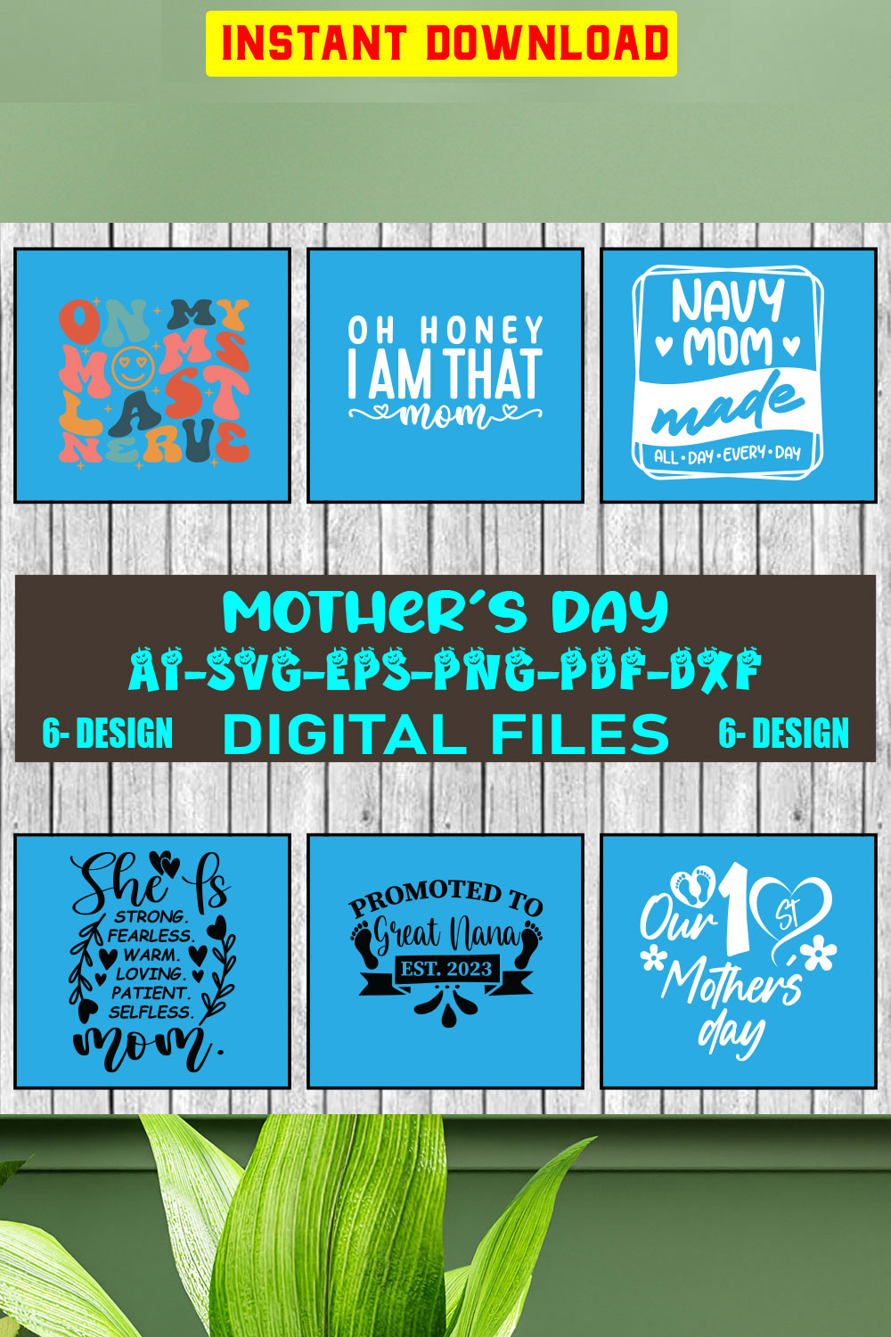 Mothers Day SVG Bundle, mom life svg, Mother's Day, mama svg, Mommy and Me svg, mum svg, Vol-11 pinterest preview image.