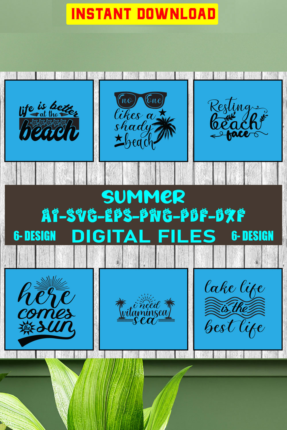 Summer Bundle SVG Files Vol-06 pinterest preview image.