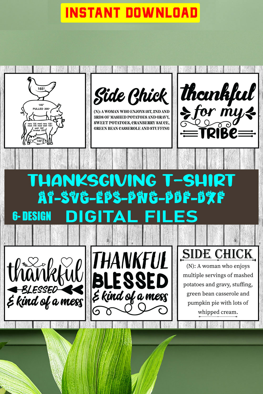 Thanksgiving T-shirt Design Bundle Vol-6 pinterest preview image.