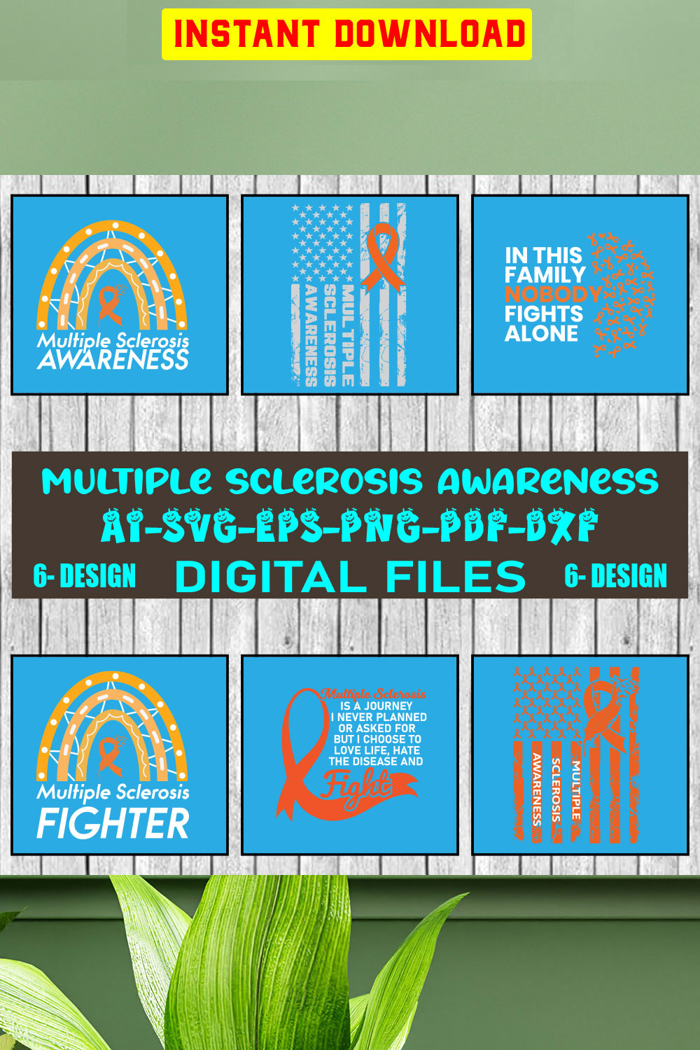 Multiple Sclerosis Awareness SVG Files Vol-02 pinterest preview image.