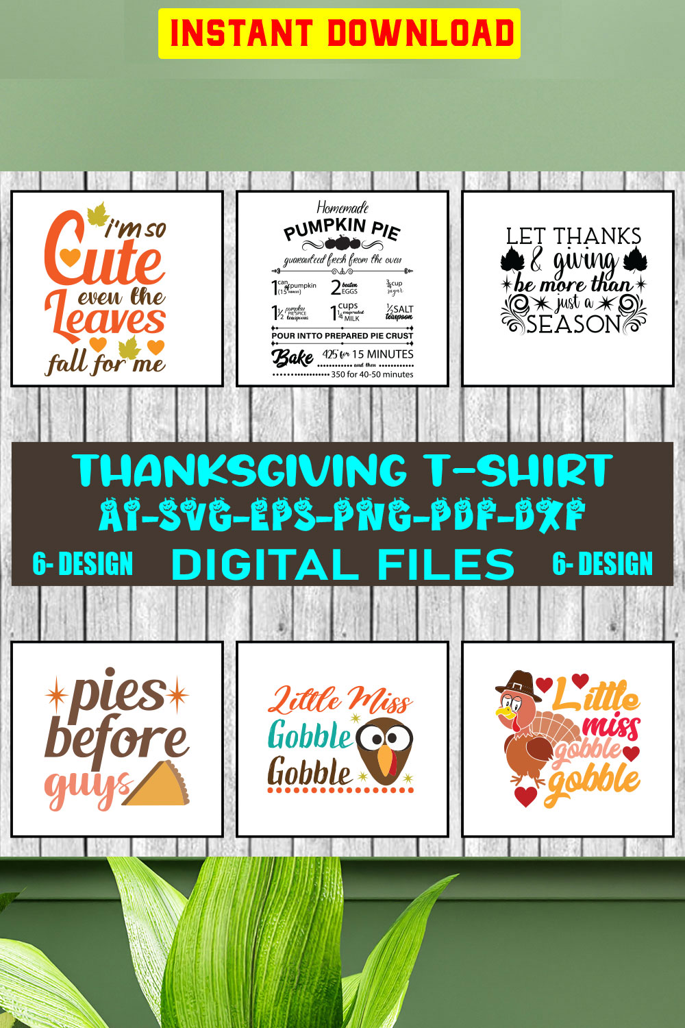 Thanksgiving T-shirt Design Bundle Vol-5 pinterest preview image.