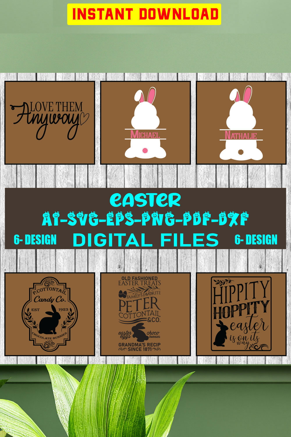 Happy Easter SVG Bundle, Easter SVG, Easter quotes, Easter Bunny svg, Easter Egg svg, Easter png, Spring svg, Vol-02 pinterest preview image.