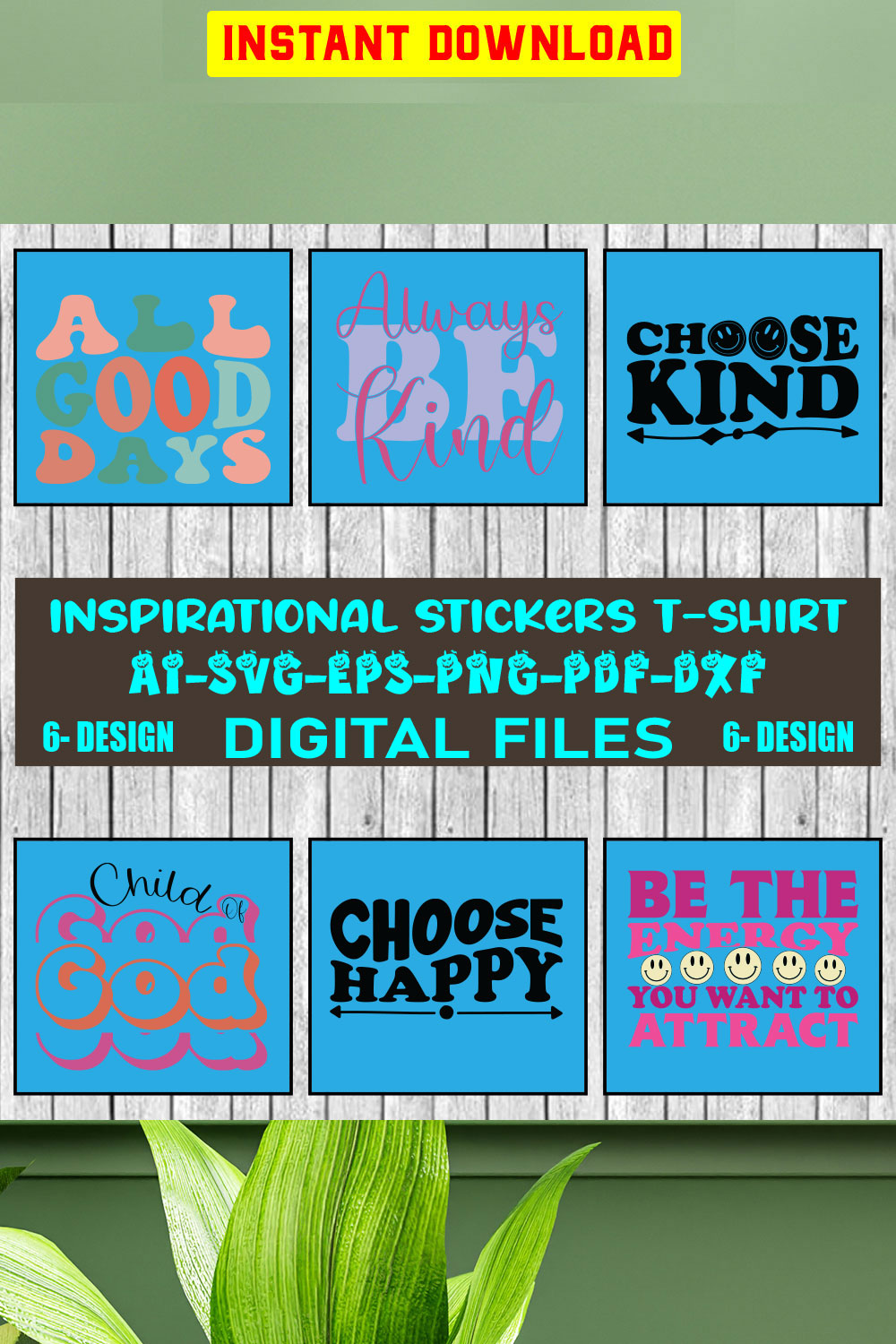 Inspirational stickers SVG Design bundle Vol-03 pinterest preview image.
