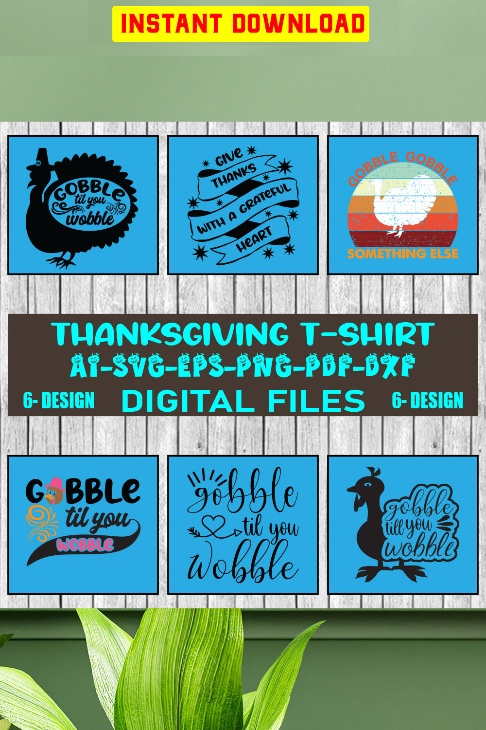 Thanksgiving T-shirt Design Bundle Vol-3 pinterest preview image.