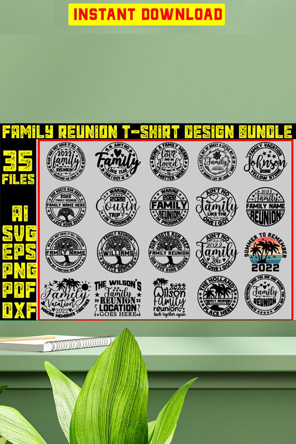 Family Reunion T-shirt Design Bundle pinterest preview image.
