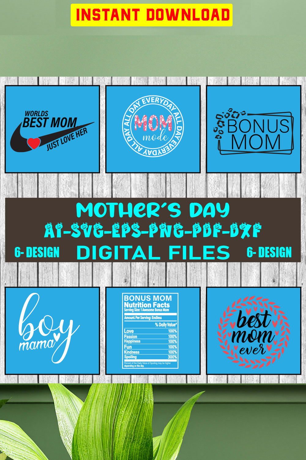 Mother's Day SVG Design Bundle Vol-06 pinterest preview image.