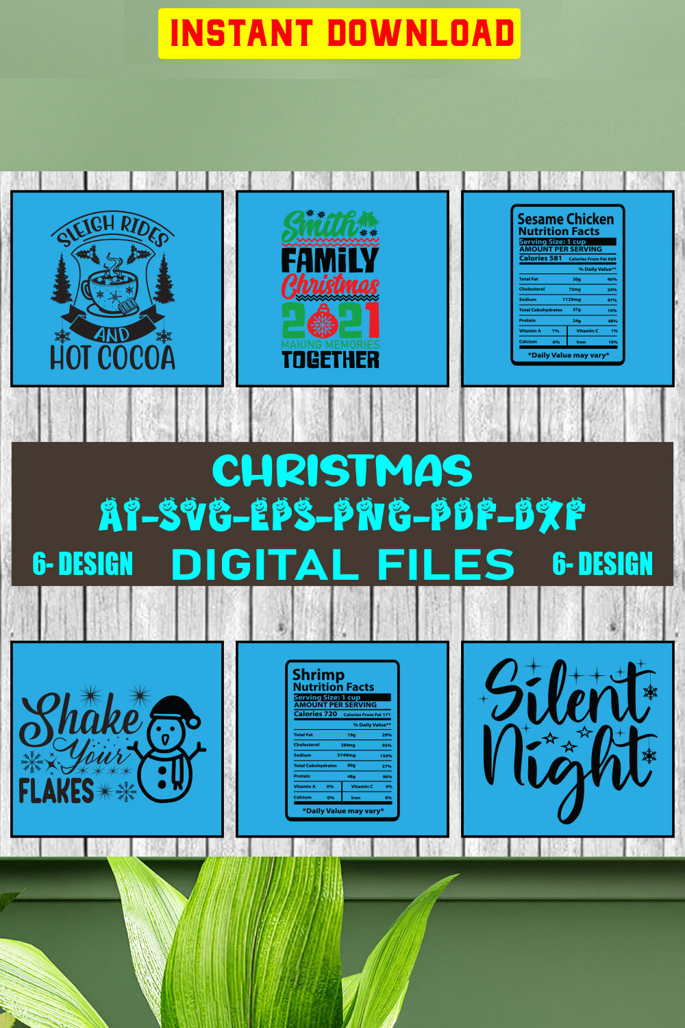 Christmas SVG Design Bundle Vol-61 pinterest preview image.