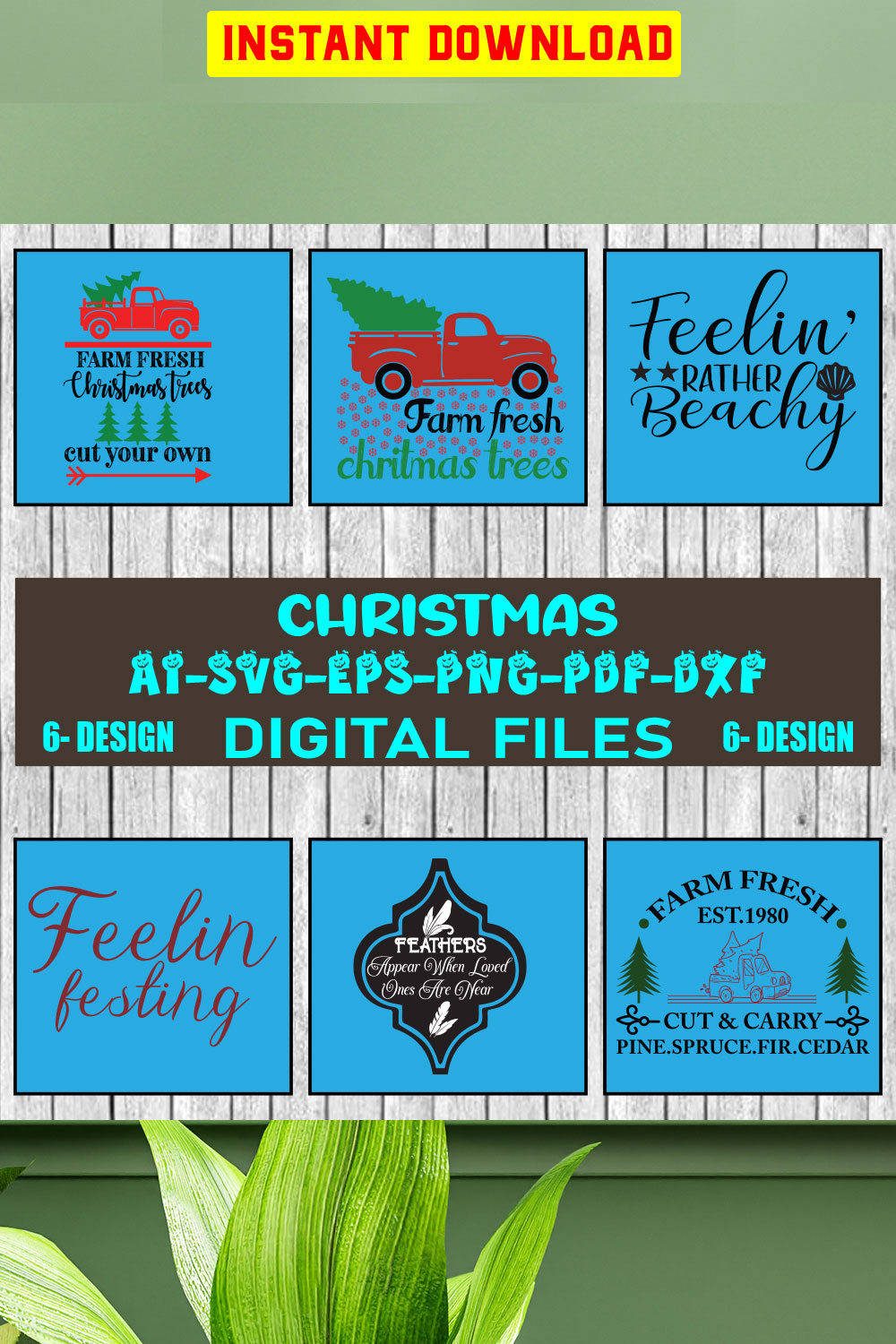 Christmas SVG Design Bundle Vol-58 pinterest preview image.