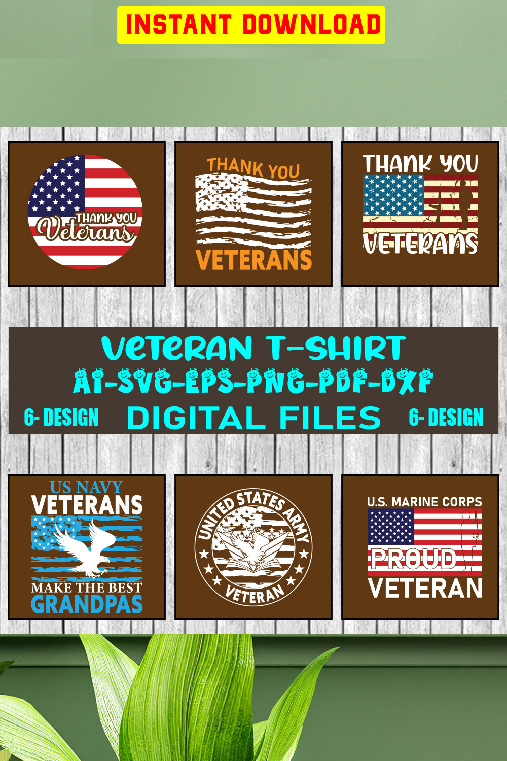 Veteran T-shirt Design Bundle Vol-7 pinterest preview image.