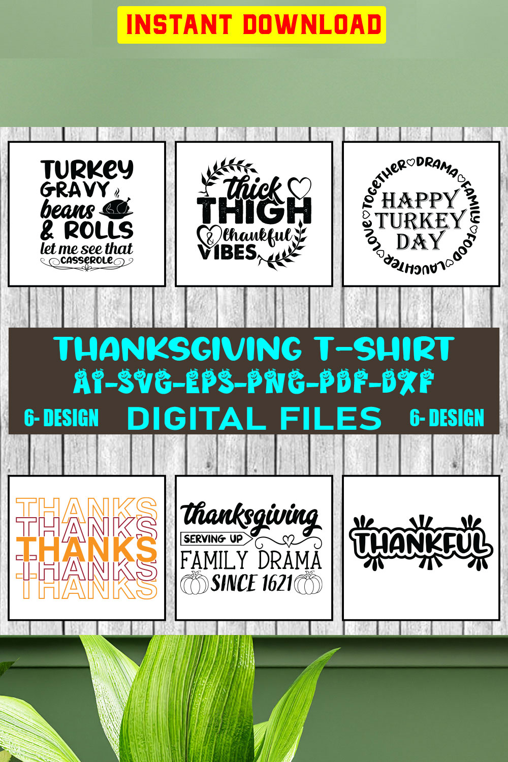 Thanksgiving T-shirt Design Bundle Vol-8 pinterest preview image.