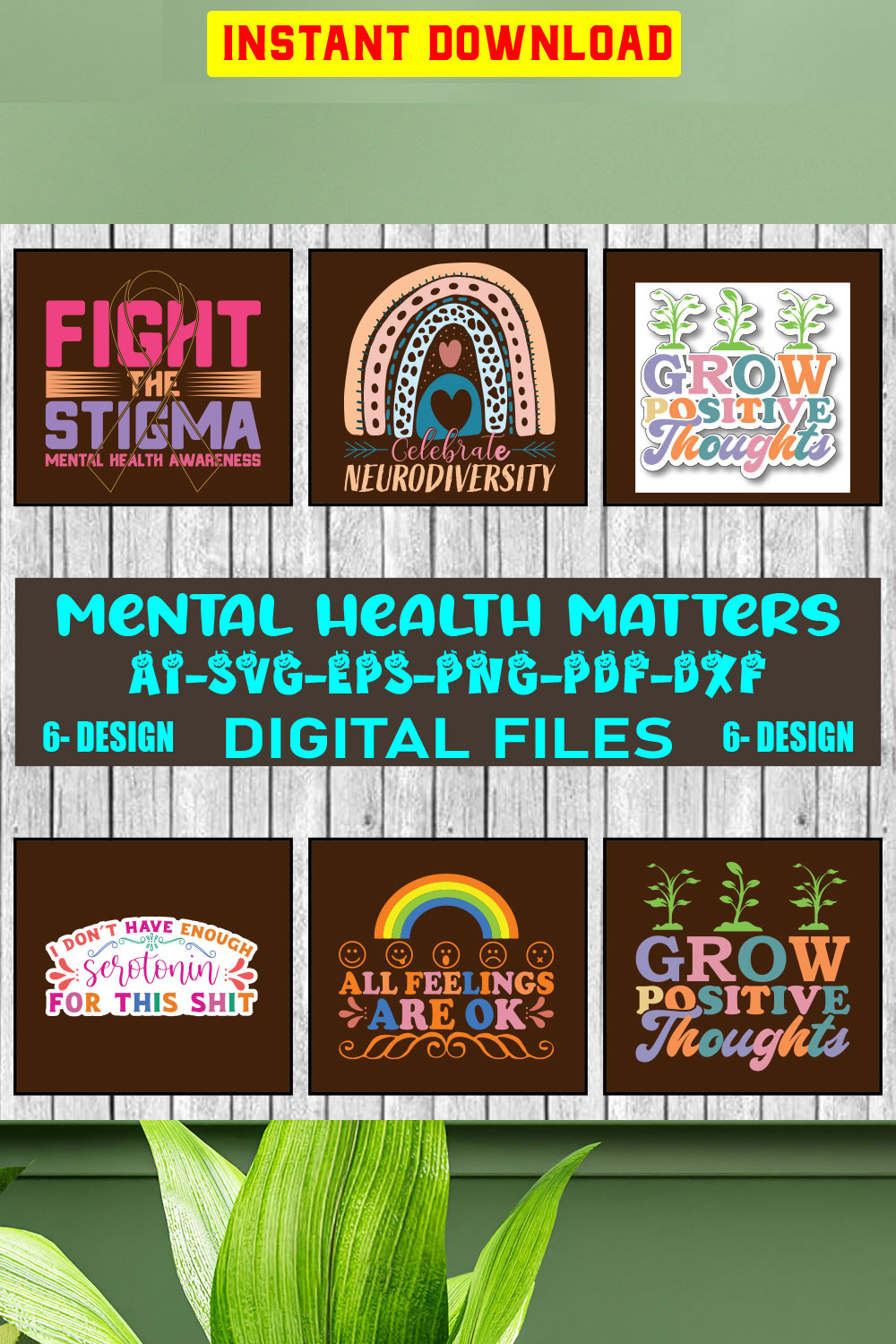 Mental Health Matters SVG Designs Bundle Vol-01 pinterest preview image.
