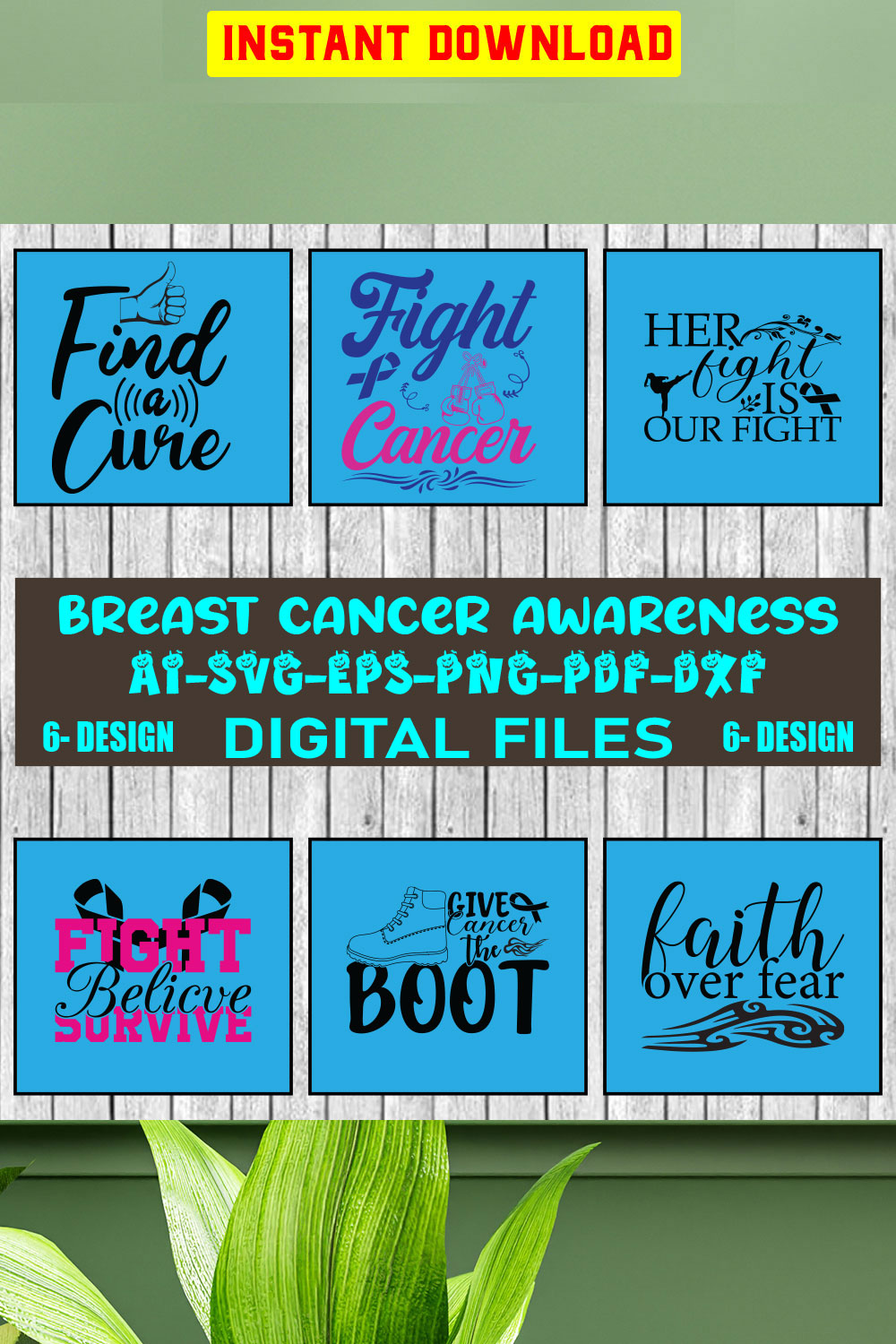 Breast Cancer Awareness T-shirt Design Bundle Vol-2 pinterest preview image.