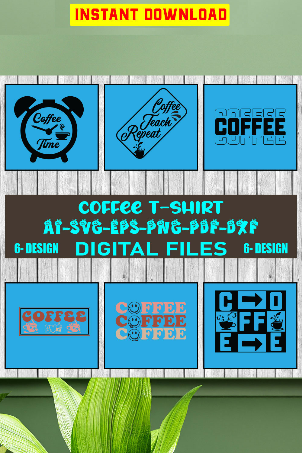 Coffee T-shirt Design Bundle Vol-3 pinterest preview image.