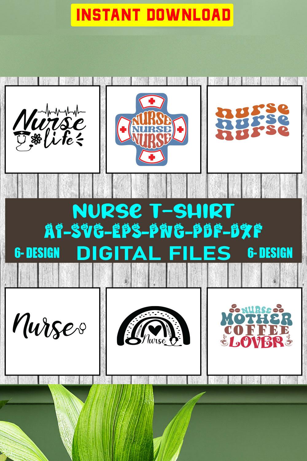 Nurse T-shirt Design Bundle Vol-04 pinterest preview image.