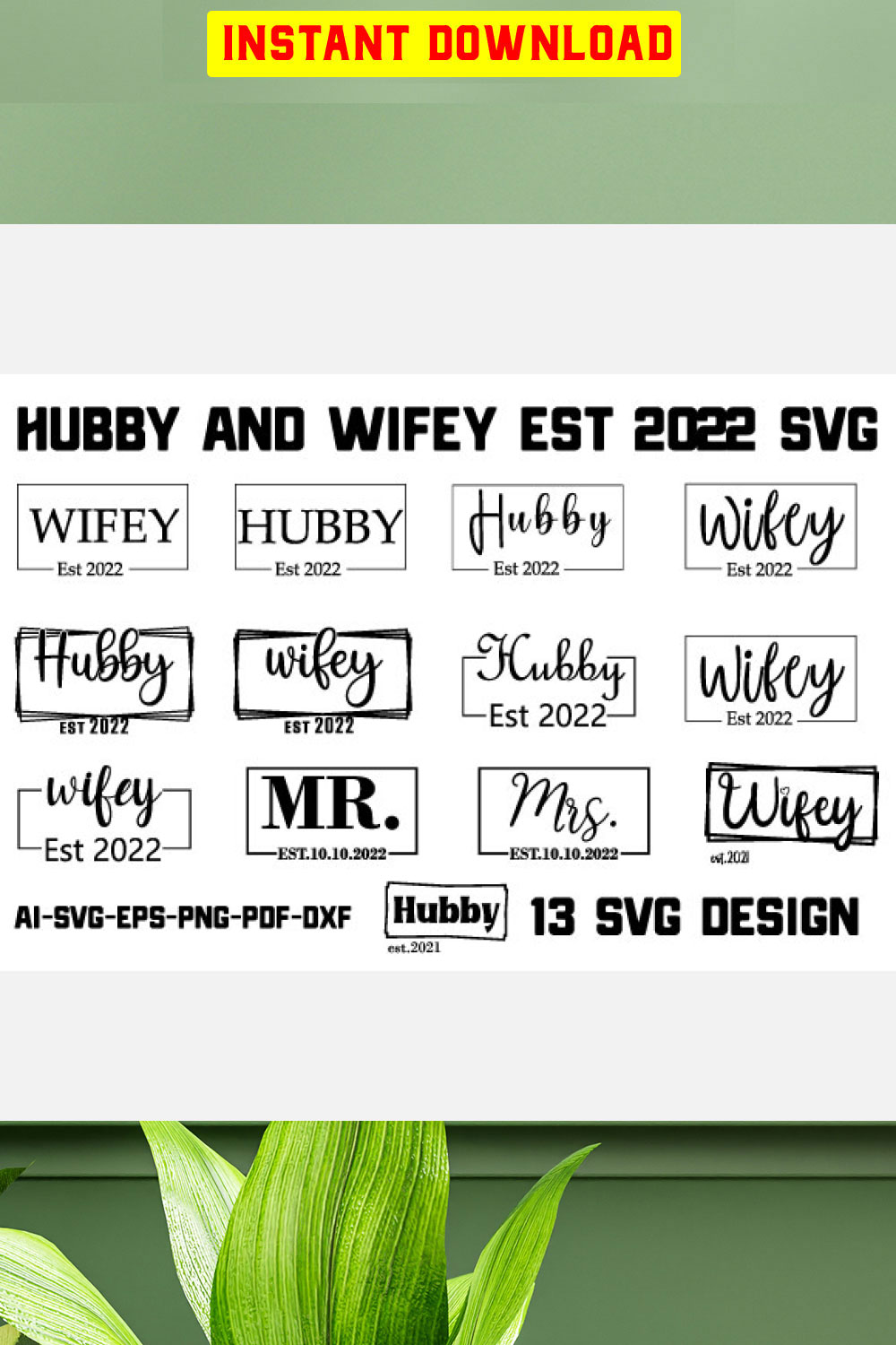 Hubby ANd Wife Est SVg Bundle pinterest preview image.