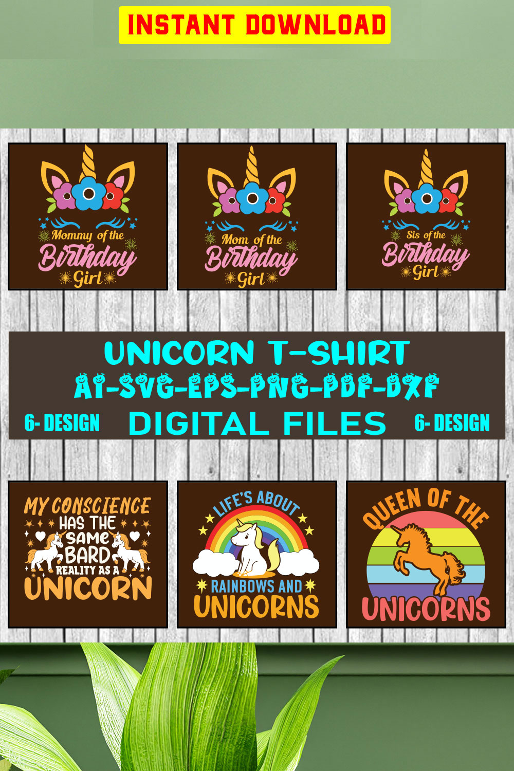Unicorn T-shirt Design Bundle Vol-3 pinterest preview image.