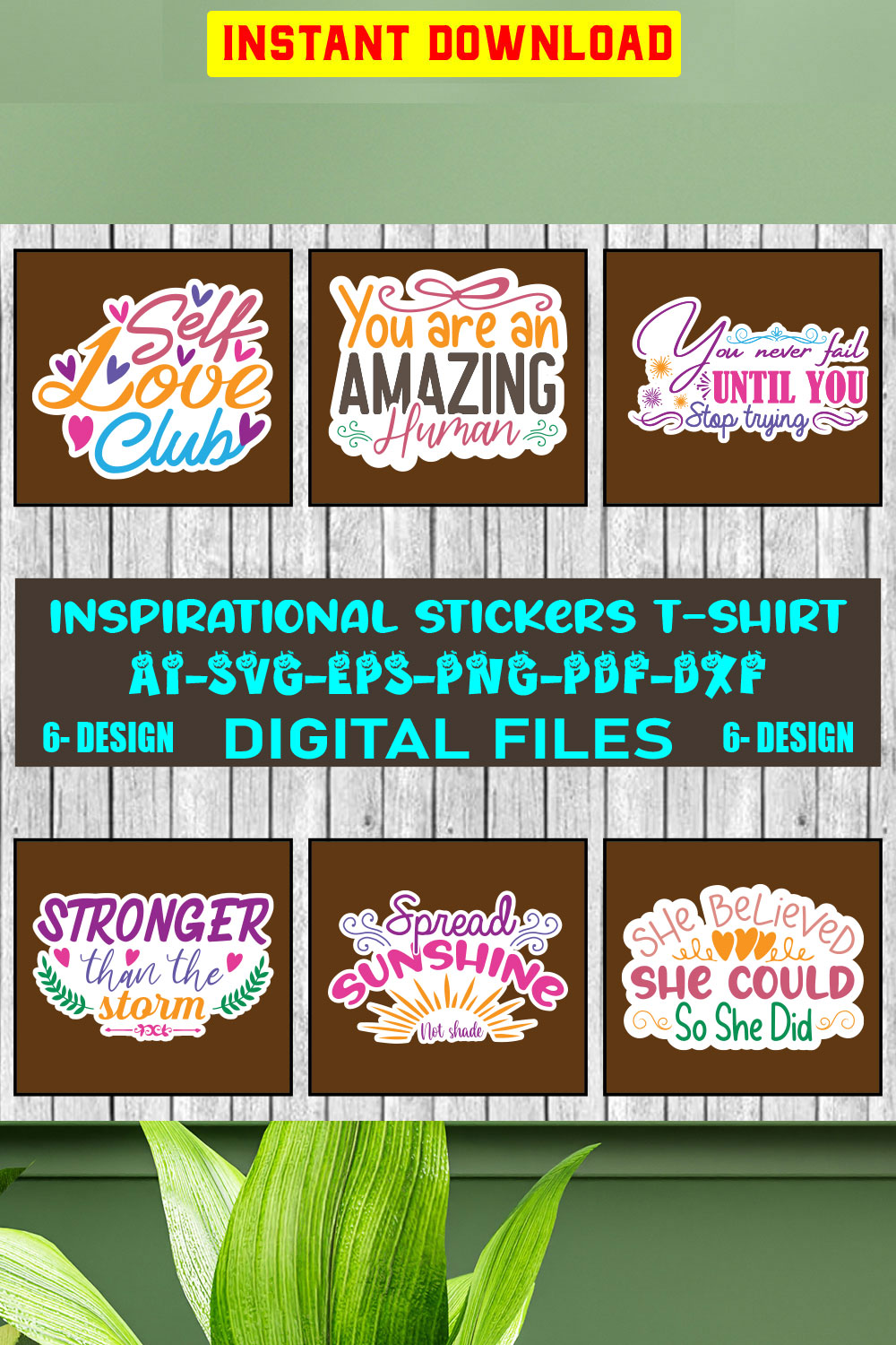 Inspirational stickers SVG Design bundle Vol-02 pinterest preview image.