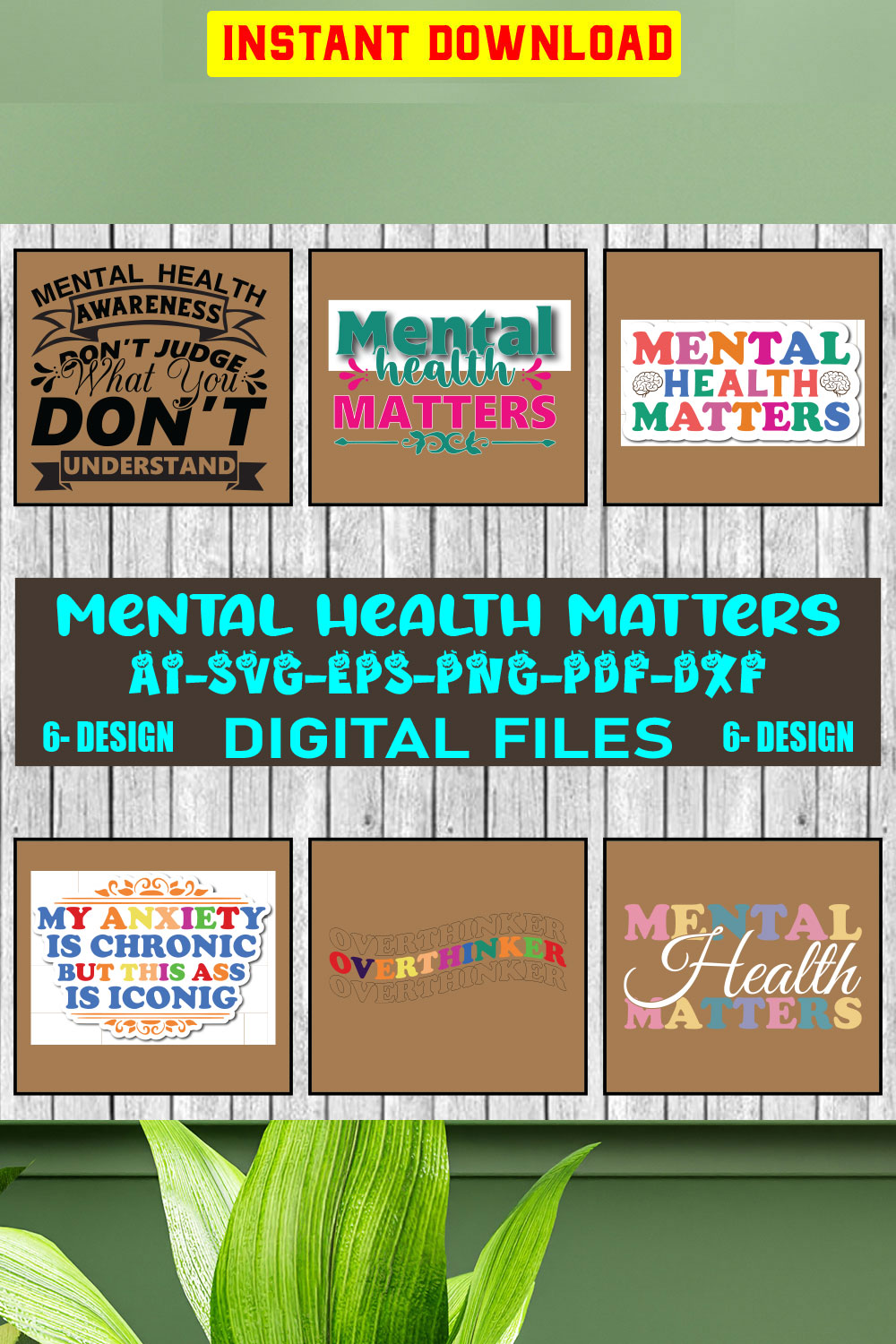 Mental Health Matters SVG Designs Bundle Vol-03 pinterest preview image.