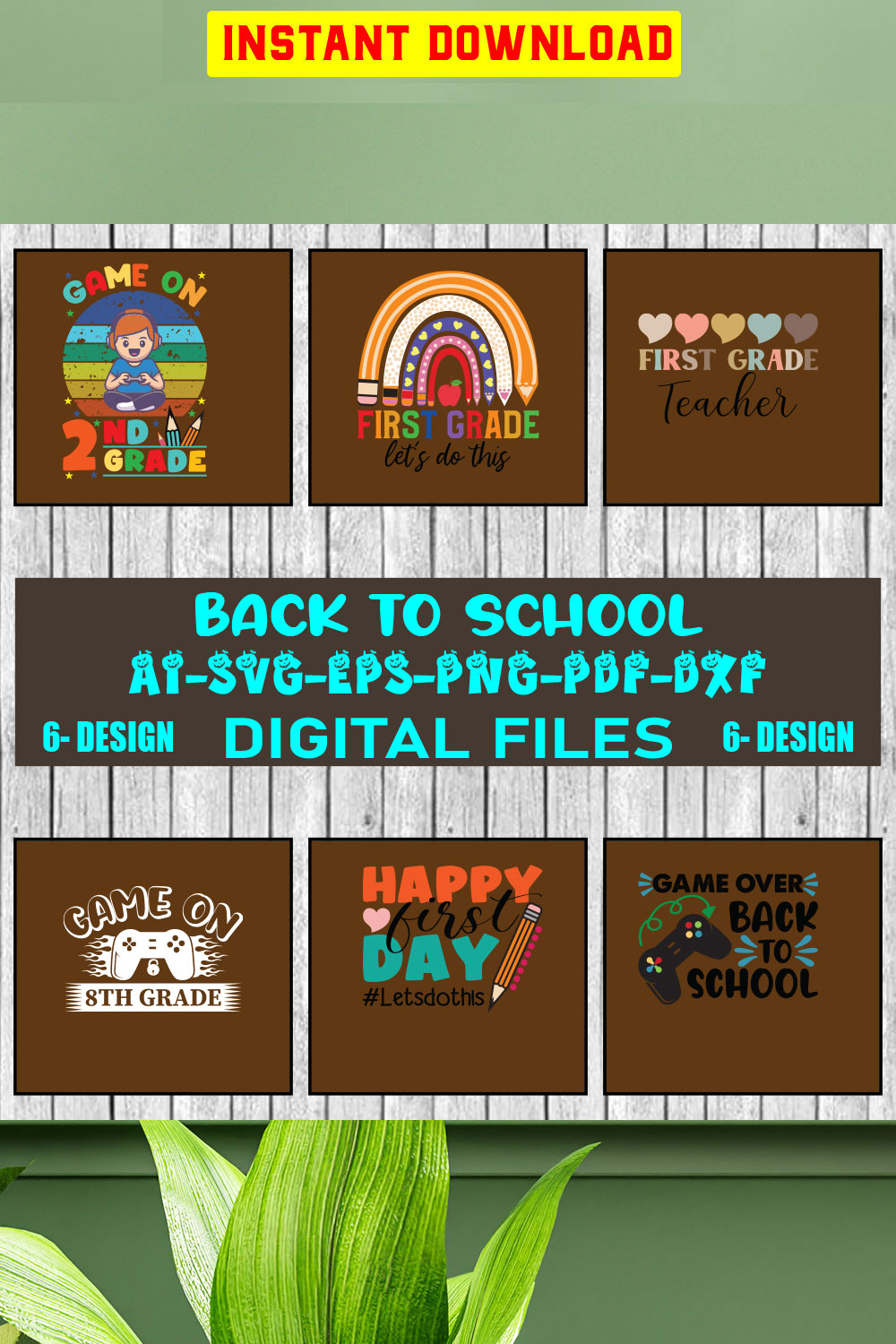 Back To School T-shirt Design Bundle Vol-2 pinterest preview image.