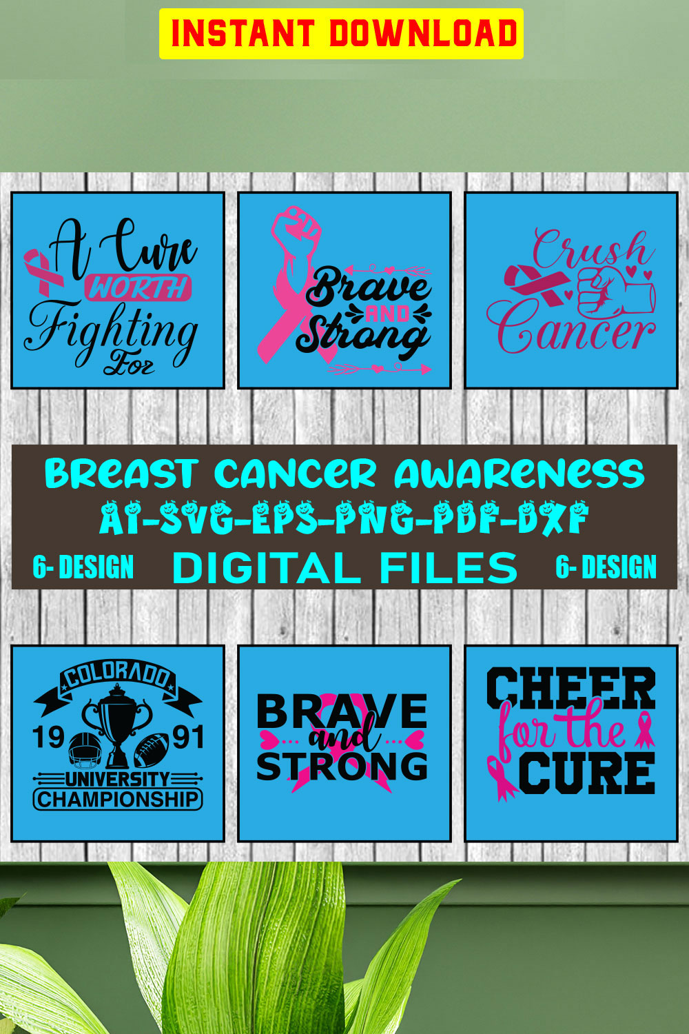 Breast Cancer Awareness T-shirt Design Bundle Vol-1 pinterest preview image.