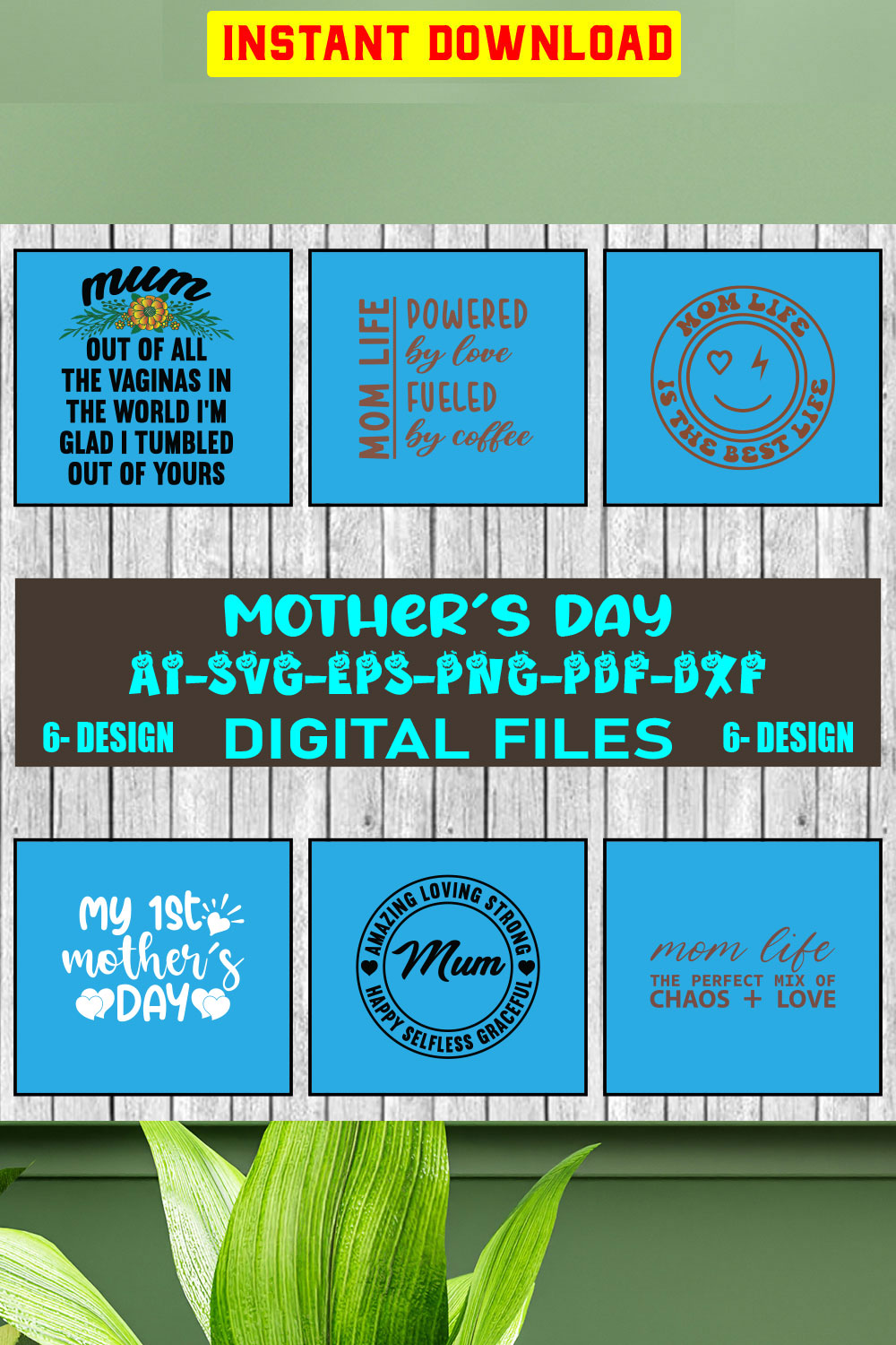 Mothers Day SVG Bundle, mom life svg, Mother's Day, mama svg, Mommy and Me svg, mum svg, Vol-10 pinterest preview image.