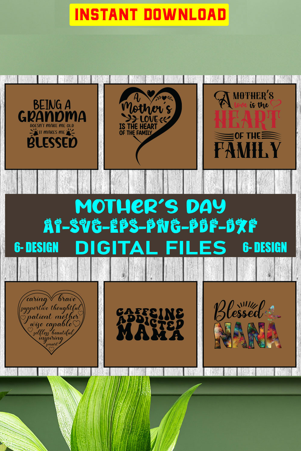 Mothers Day SVG Bundle, mom life svg, Mother's Day, mama svg, Mommy and Me svg, mum svg, Vol-01 pinterest preview image.