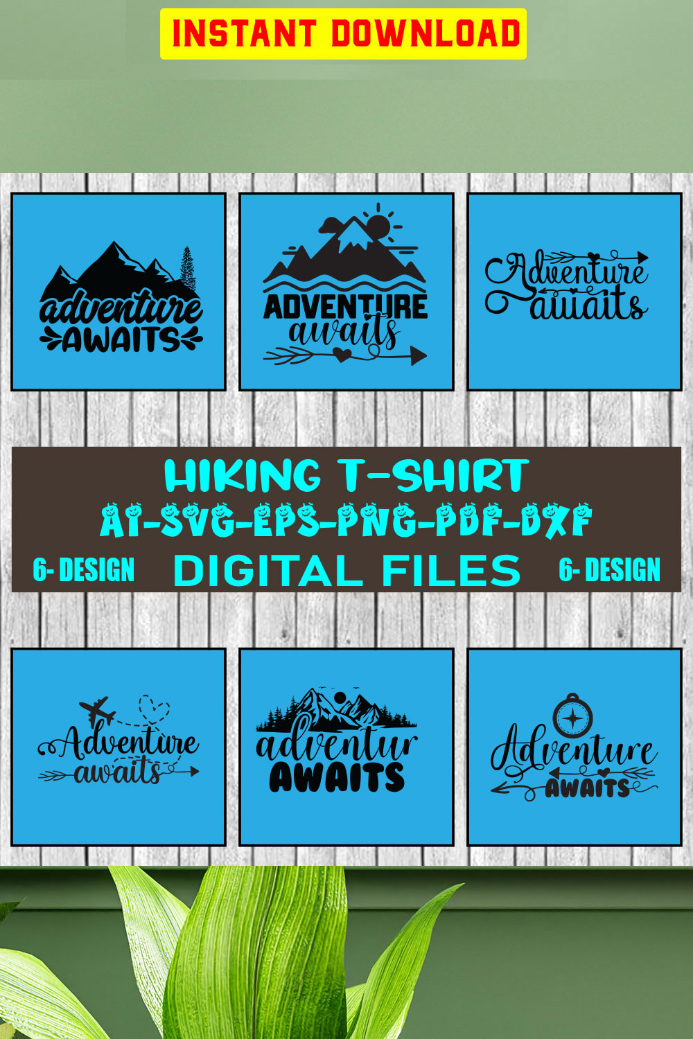 Hiking T-shirt Design Bundle Vol-8 pinterest preview image.