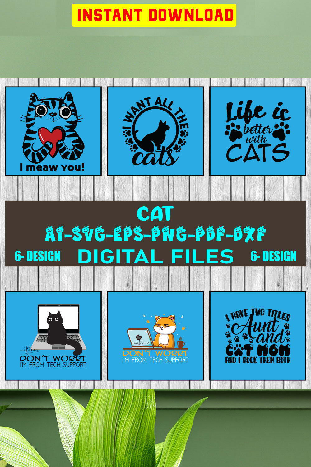 Cat Bundle SVG Files Vol-04 pinterest preview image.