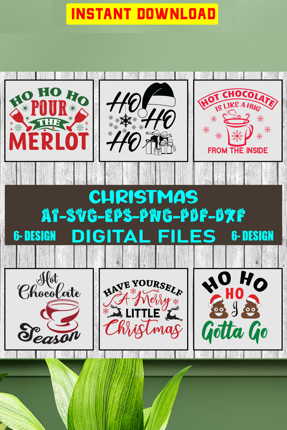 Christmas SVG Design Bundle Vol-43 pinterest preview image.