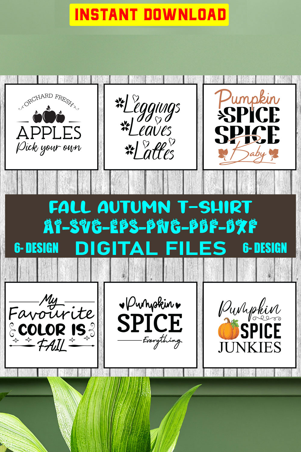 Fall Autumn T-shirt Design Bundle Vol-8 pinterest preview image.