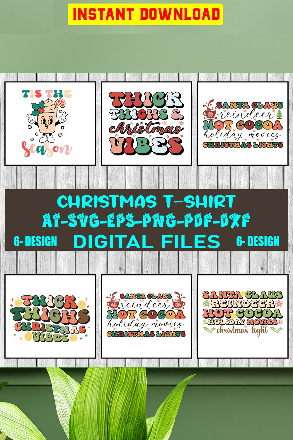 Christmas T-shirt Design Bundle Vol-10 pinterest preview image.