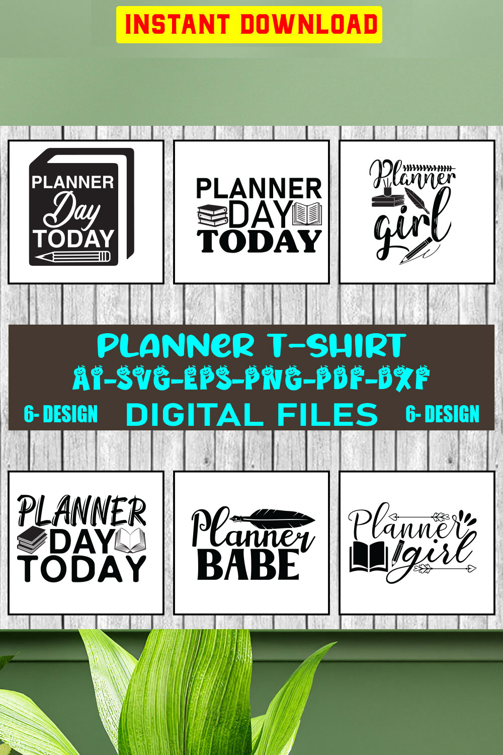 Planner T-shirt Design Bundle Vol-3 pinterest preview image.