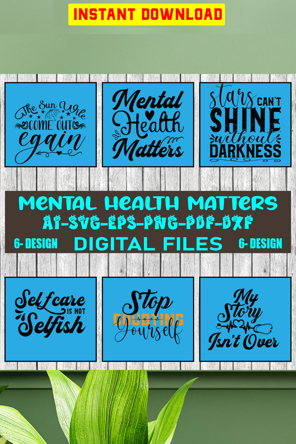 Mental Health Matters SVG Designs Bundle Vol-06 pinterest preview image.