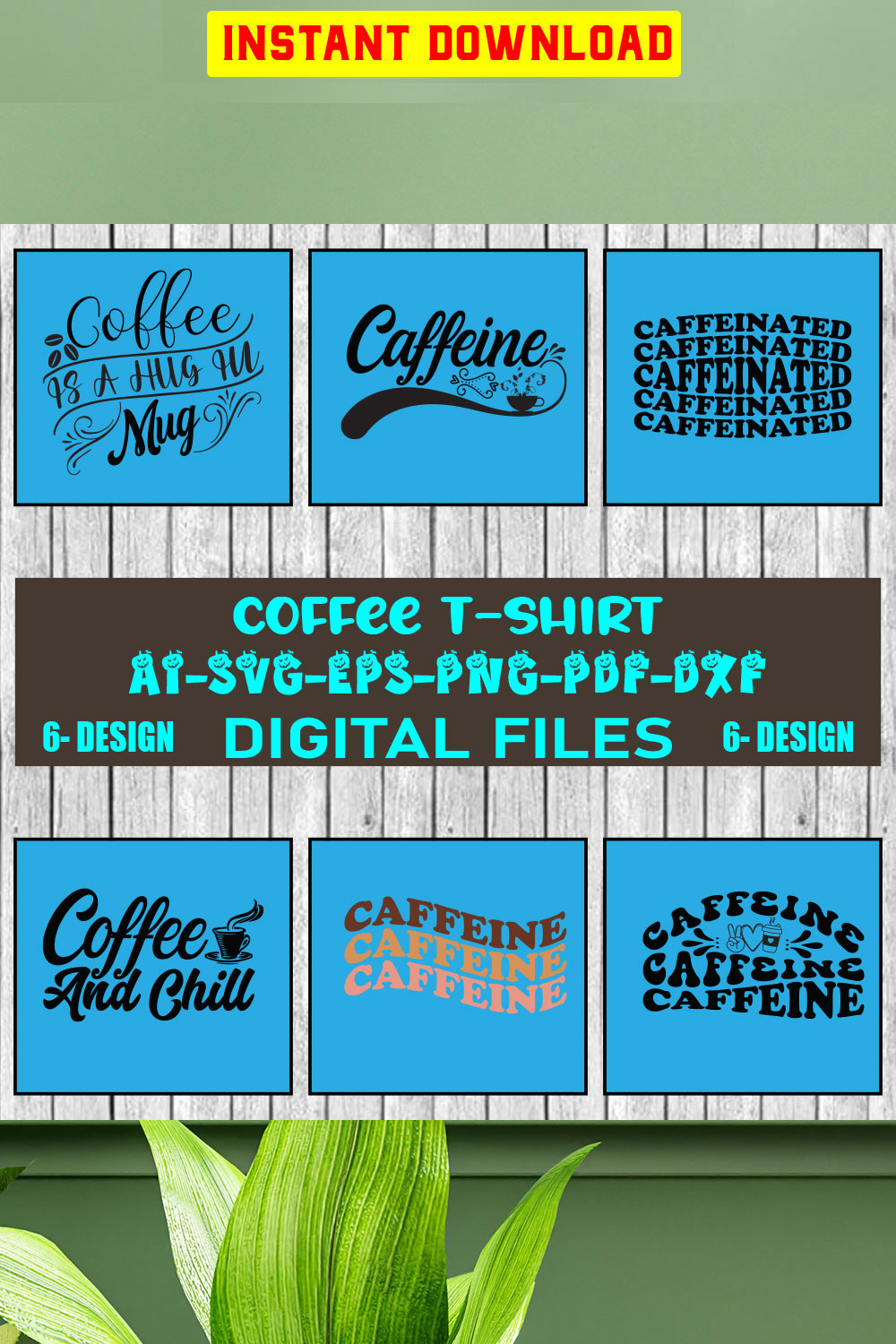 Coffee T-shirt Design Bundle Vol-2 pinterest preview image.