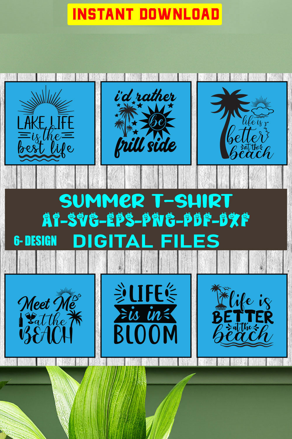 Summer T-shirt Design Bundle Vol-5 pinterest preview image.