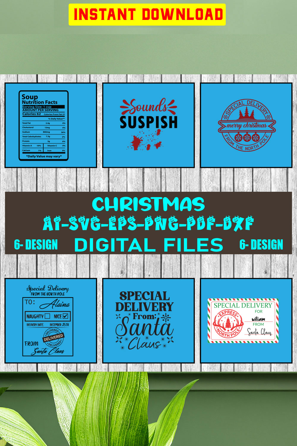 Christmas SVG Design Bundle Vol-63 pinterest preview image.